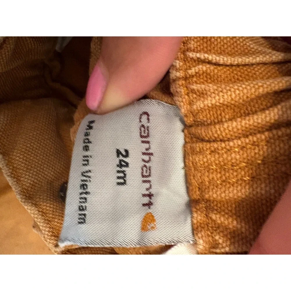 Carhartt Kids 24M Brown Canvas Duck Work Pants Elastic Waist Utility Trousers
